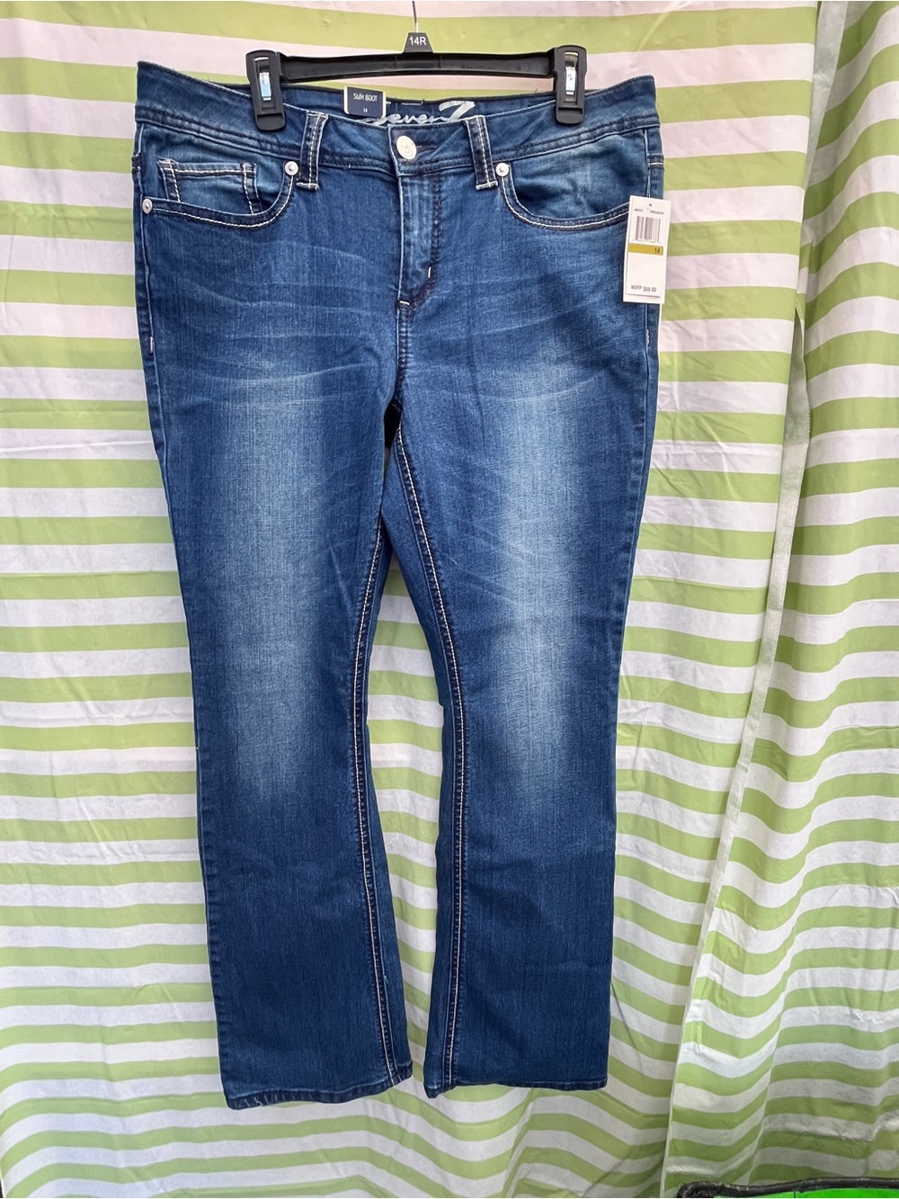 Seven7 Women’s Blue Bootcut Stretch Jeans